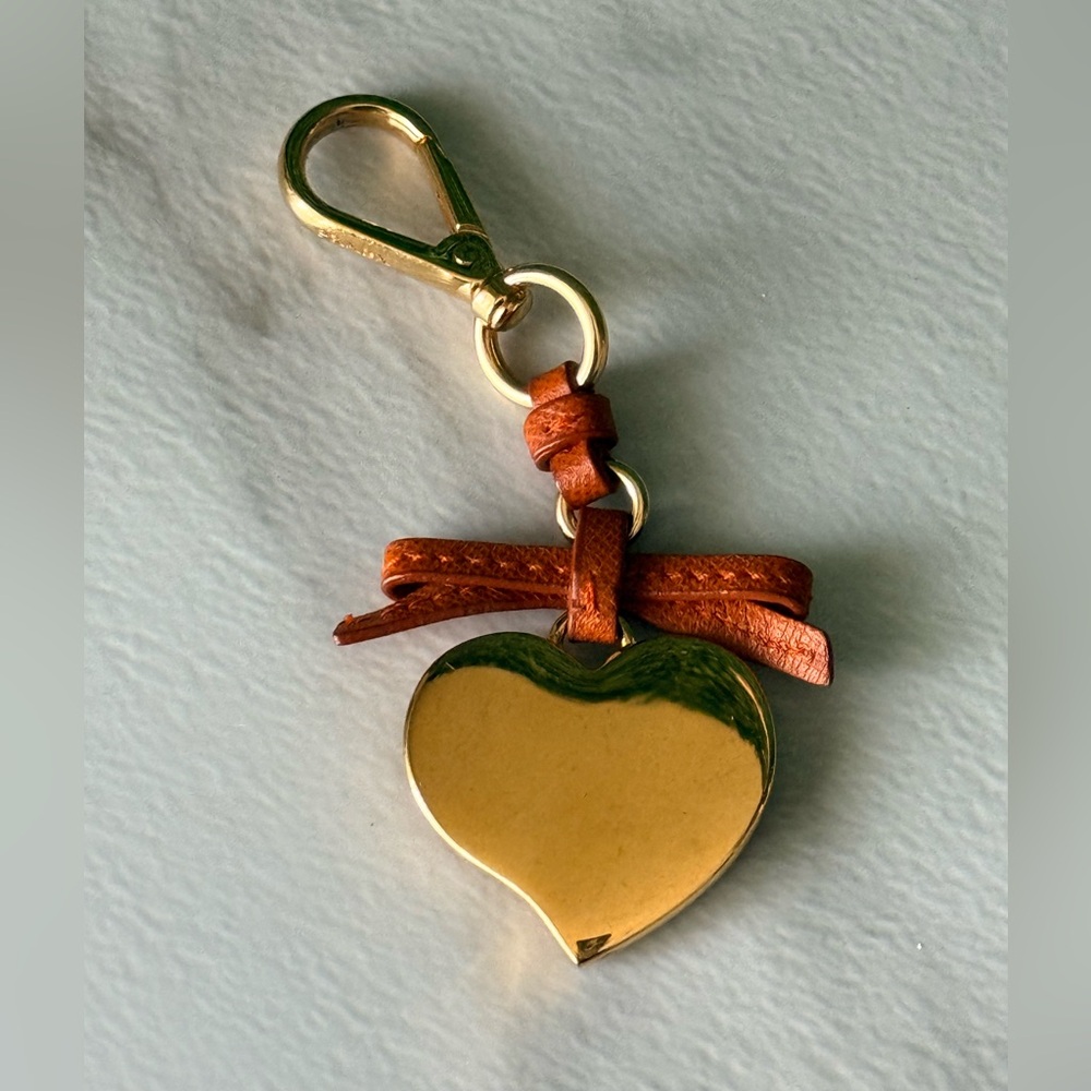 Prada Orange Leather Heart Keychain Bag Charm with COA - Picture 3 of 4